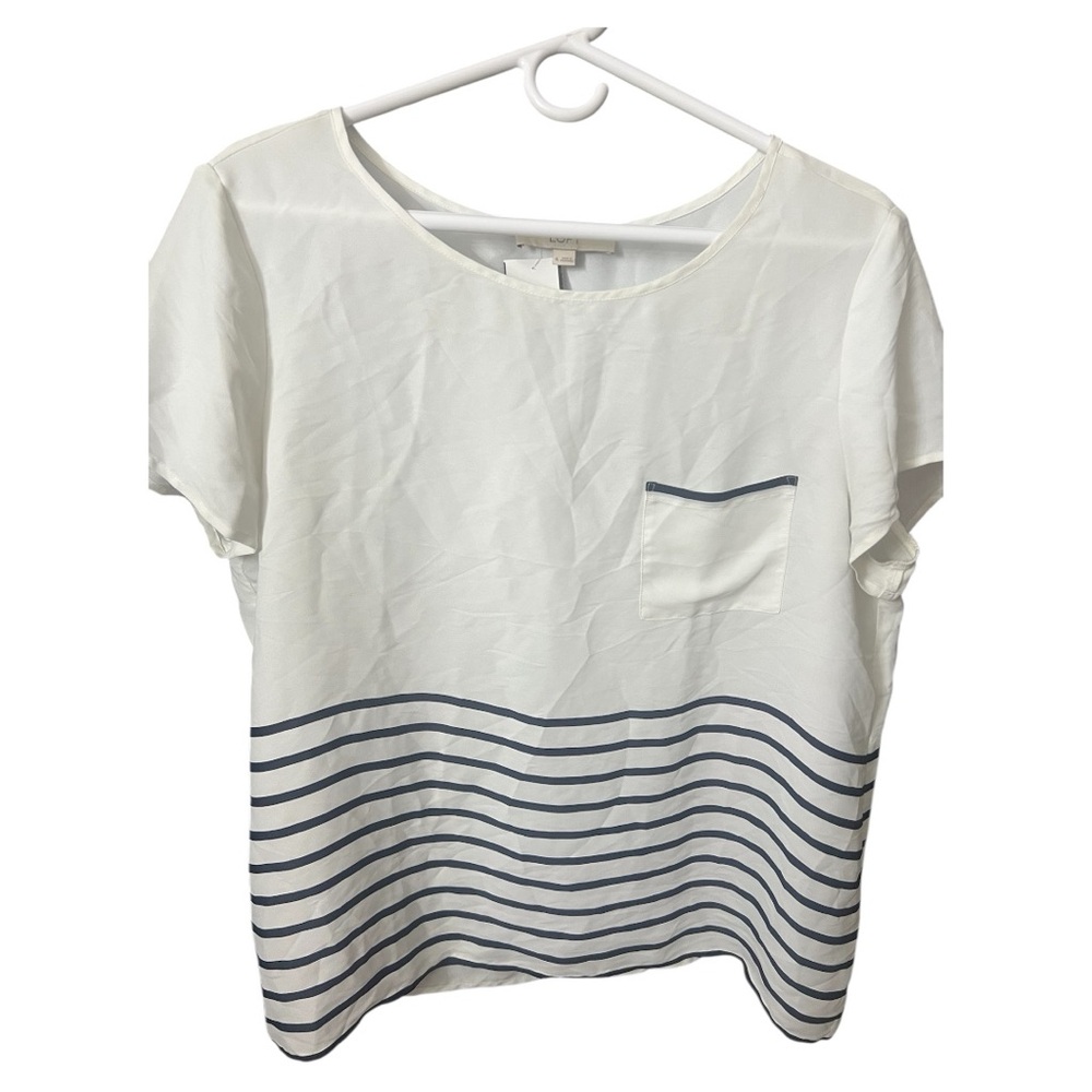 LOFT Cream Boxy Short Sleeve Tee